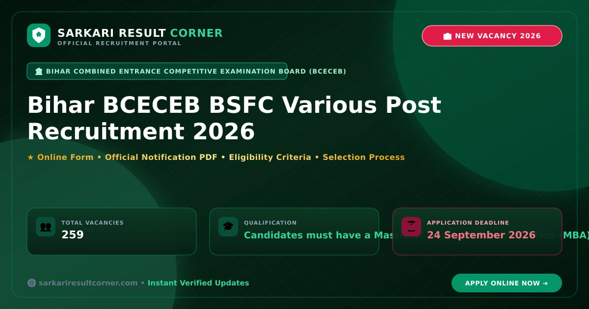 Bihar BCECEB BSFC Various Post Recruitment 2026 Bihar BCECEB BSFC Various Post Recruitment 2026 Notification