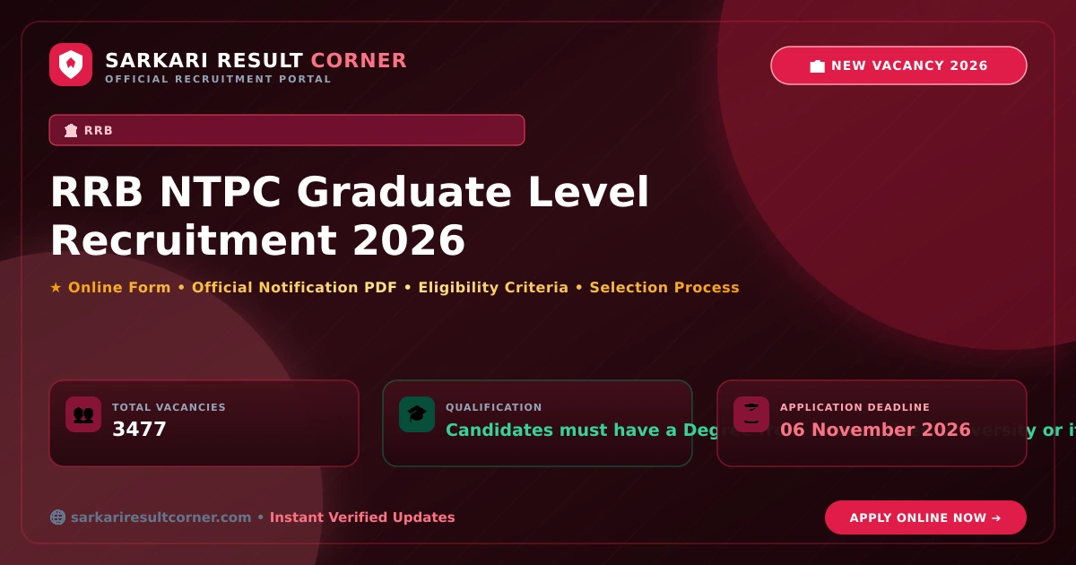 RRB NTPC Graduate Level Recruitment 2026 RRB NTPC Graduate Level Recruitment 2026 Sarkari Result